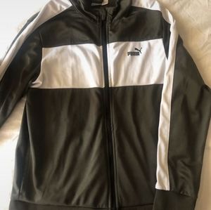 Puma Kids Jacket in Olive and White